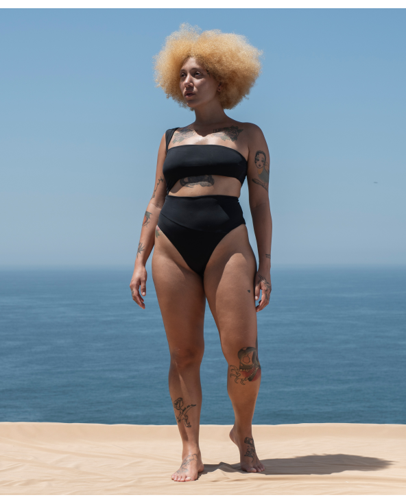 Original Black Asymmetric One-Piece Swimsuit -...