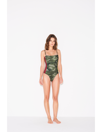 Camo One-Piece Swimsuit With Colorful Side Stripes - Maio...