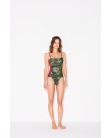 Camo One-Piece Swimsuit With Colorful Side Stripes - Maio Camouflage