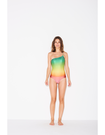 Colorful Graded Asymmetric One-Piece Swimsuit - Maio...