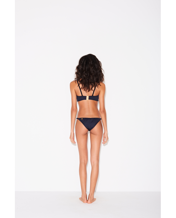 サイドが編まれた黒いバルコネットトップ - Top Sonho Preto