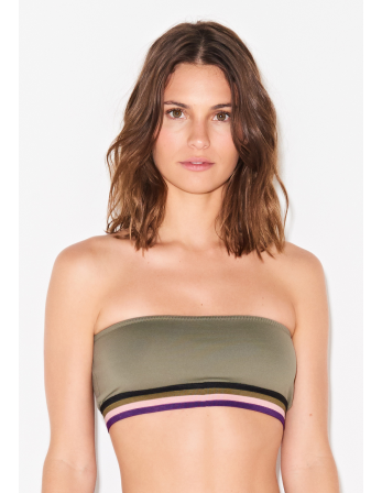 Khaki Bandeau Top With Elastic Band - Top Band Verde