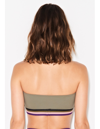 Khaki Bandeau Top With Elastic Band - Top Band Verde 2