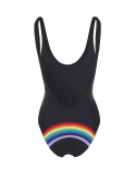 Black Swimsuit With Rainbow On The Back - Caraiva Rainbow Black