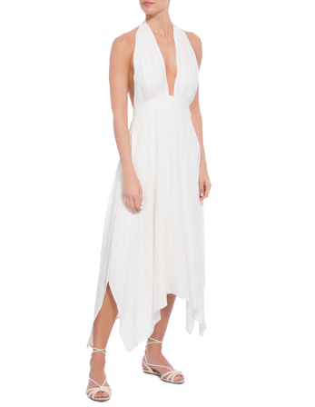 Vestido Largo De Playa Color Crudo Con Rayas - Vestido... 2