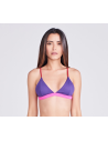Purple & Pink Traingle Bikini Top With Red Straps - Top Elegancia Roxo