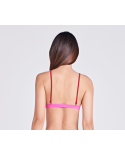 Purple & Pink Traingle Bikini Top With Red Straps - Top Elegancia Roxo