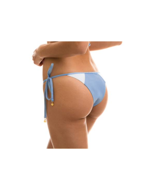 White & Denim Blue Bi-Material Side-Tie...