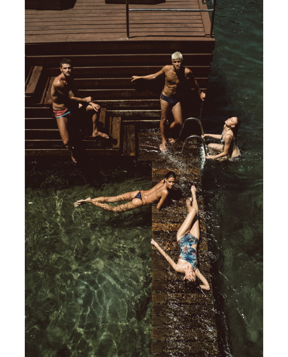 Floral Blue Asymmetric One-Piece Swimsuit -...