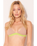 Nude Pink Yellow Fixed Triangle Bikini Top - Top Trangulo Tricolor