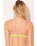 Nude Pink Yellow Fixed Triangle Bikini Top - Top Trangulo Tricolor