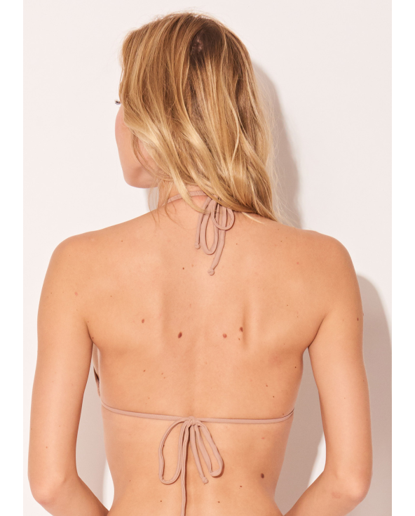 Tricolor Nude Pink Yellow Triangle Bikini Top -...