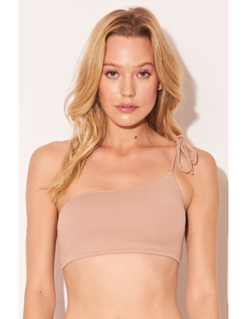 Nude Beige Asymmetric Crop Top - Top Assimetrico Casulo