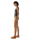Textured Grey Brazilian One-Piece Swimsuit - Textura Zaz Cinza Preto