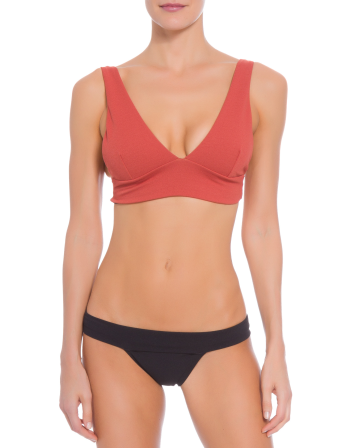 Luxury Rusty Color Bra And Black Tanga Bikini - Crepe V...
