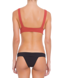 Luxury Rusty Color Bra And Black Tanga Bikini - Crepe V Bikini Rusted/Black