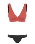 Luxury Rusty Color Bra And Black Tanga Bikini - Crepe V Bikini Rusted/Black