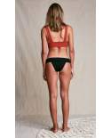 Luxury Rusty Color Bra And Black Tanga Bikini - Crepe V Bikini Rusted/Black