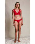 Roter Luxus-Bustier-Bikini, Breite Träger - V Bikini Red