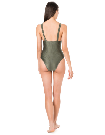 Khaki Ribbed Brazilian One-Piece Swimsuit - Maio Longo... 2
