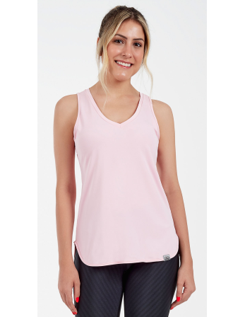 Regata Skin Fit Alongada Gola V Rosa Clara