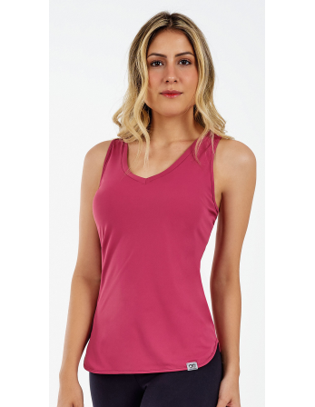 Regata Skin Fit Alongada Gola V Rosa