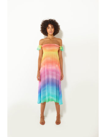 Luxueuze Strandjurk Met Regenboogprint&nbsp; - Dress Rainbow...
