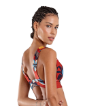 Red Bralette Top In Floral Print - Top Sum Havana