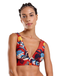 Red Bralette Top In Floral Print - Top Sum Havana