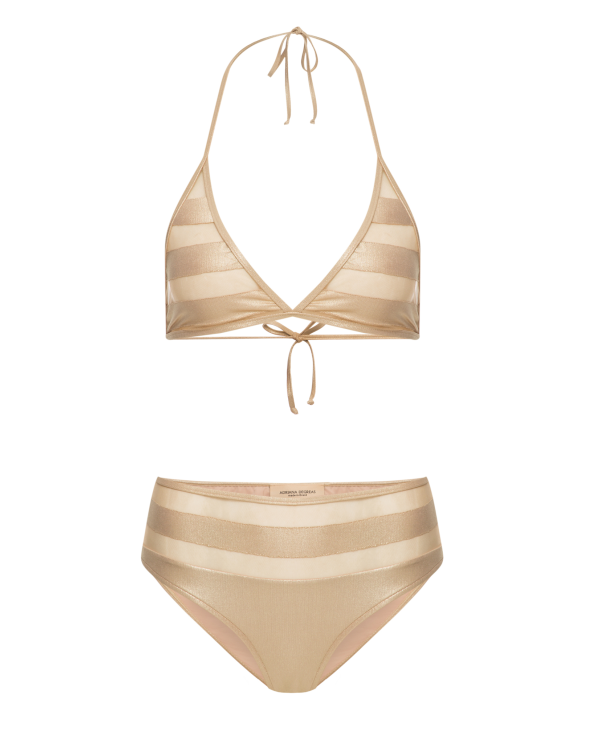 Goldener Luxuriöser High-Waist-Bikini Mit...