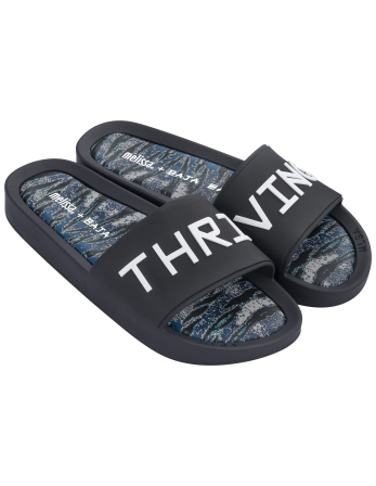 Melissa Beach Slide + Baja East Ad Black/White Slipper 2
