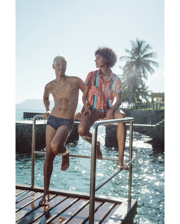 Reversible Tropical / Striped Brazilian Bikini...