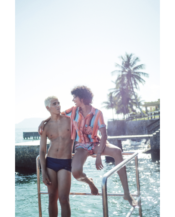 Reversible Tropical / Striped Brazilian Bikini...