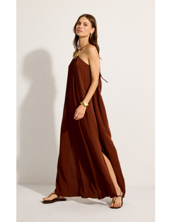 Cappucino-Brown Square Detail Long Dress