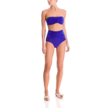 Royal Blue Bandeau Bikini With High-Waist Bottom - Majorelle Blue Hot Pants