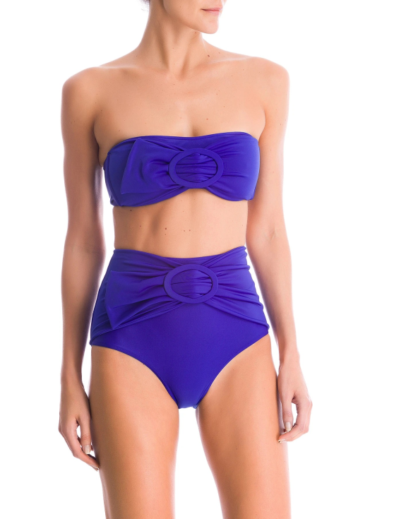 Royal Blue Bandeau Bikini With High-Waist...