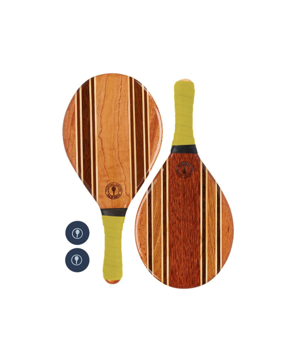 Frescobol Wooden Rackets With Yellow Neoprene -...