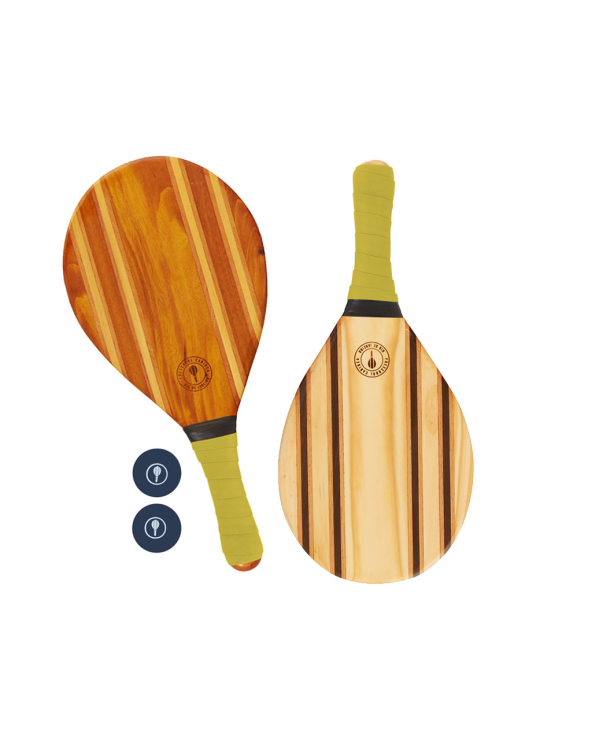 Frescobol Wooden Rackets With Yellow Neoprene -...