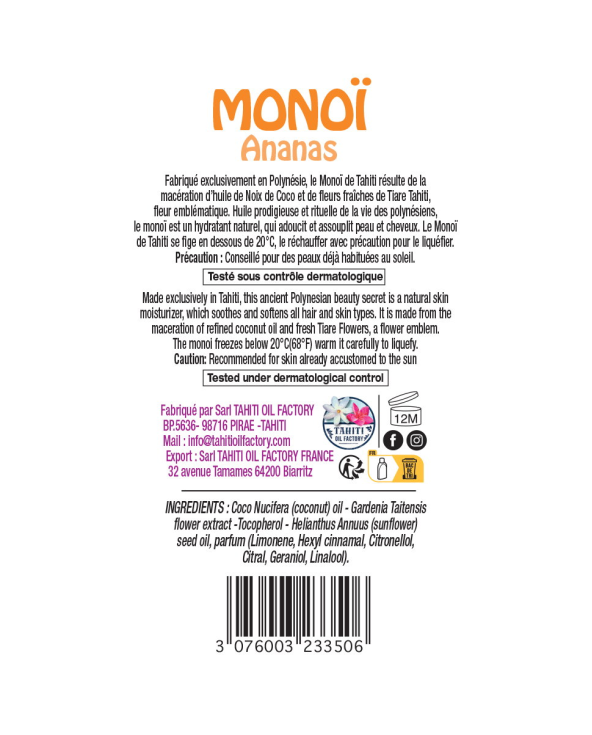 Monoi-Öl Mit Ananasduft, Verzierte Flasche -...