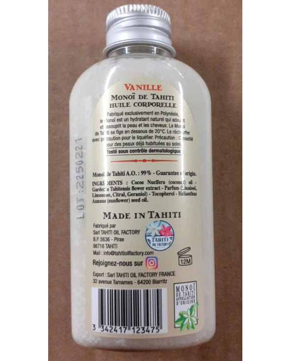 Vahine Tahiti - Monoï Vanille - 60Ml