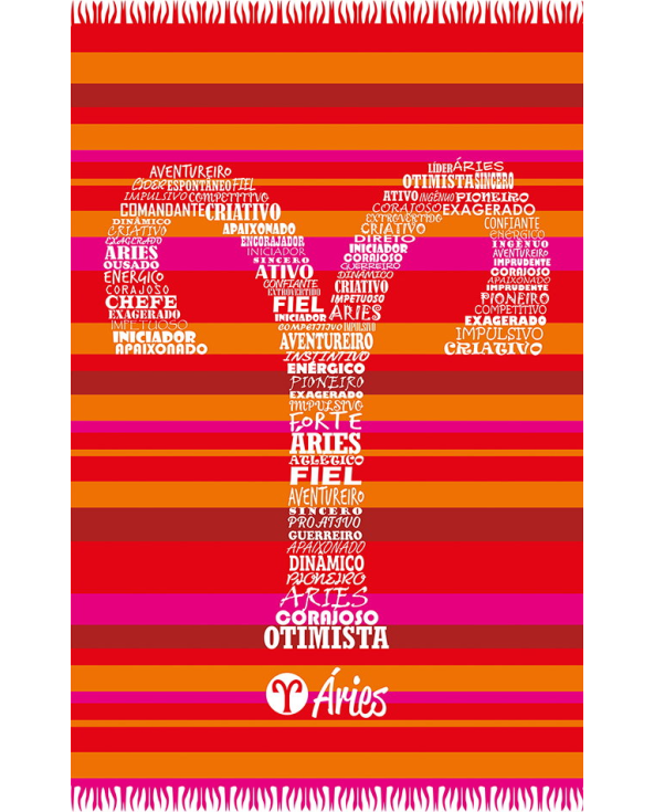 Red Striped Pareo With Aries Zodiac Sign - Aries