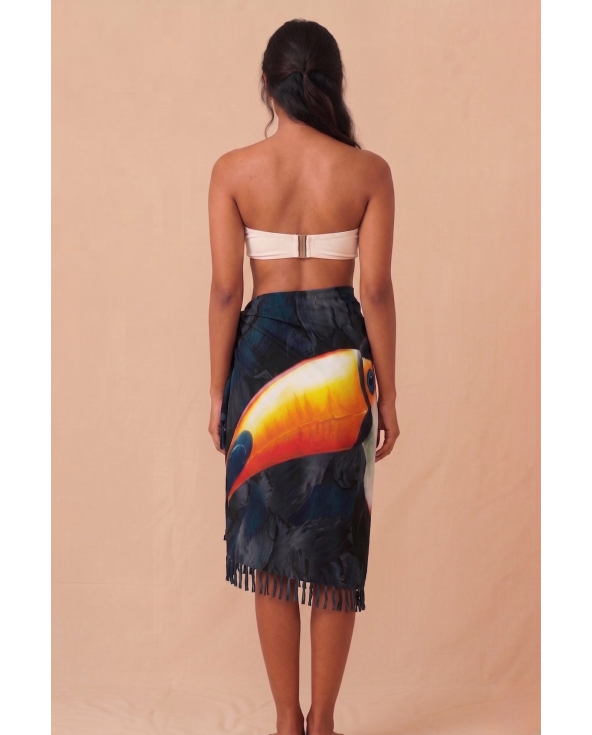 Paréo Fond Noir Avec Tête De Toucan - Canga...