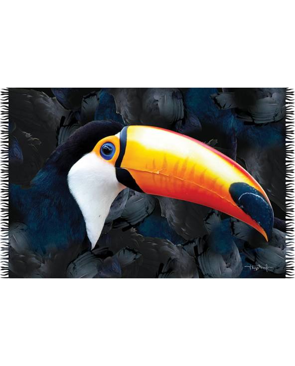 Paréo Fond Noir Avec Tête De Toucan - Canga...