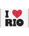 Proclaim Your Love Of Rio De Janeiro With This Grey And White Sarong Decorated With A Sweet&nbsp;Red Heart. - Canga Ipanema Love Rio