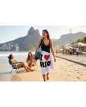 Proclama Tu Amor Por Río De Janeiro Con Este Pareo Blanco Y Gris, Adornado Con&nbsp;Un Bonito Corazón Rojo. - Canga Ipanema Love Rio