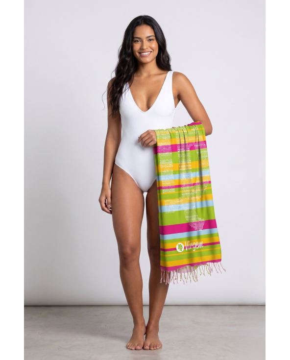 Virgo Astrological Sign Striped Pareo - Virgem