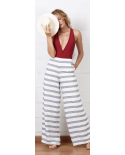 Pantaloni Da Spiaggia Bianchi A Righe Larghe - Calça Listras Sunset Harbour