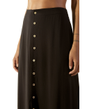 Jupe Longue Noire Boutonnée - Talia Preto