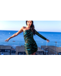 One Shoulder Mesh Tunic Ocean Tide