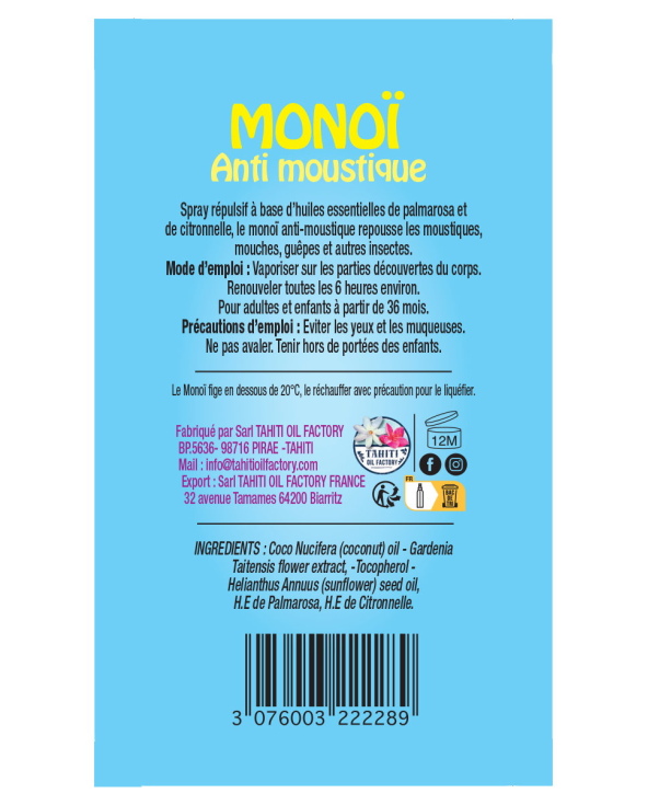 Monoi Anti Moustique/ Citronnelle 120Ml